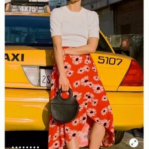 Anthropologie Colloquiel Floral Midi Wrap Skirt Size Medium